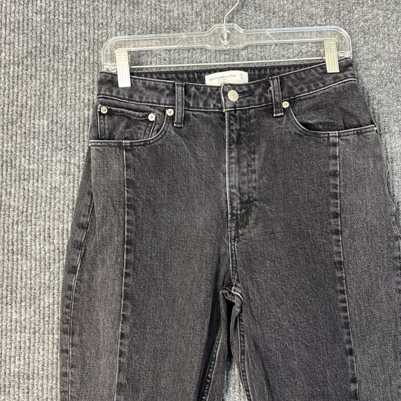 Abercrombie & Fitch Womens The Mom High Rise Jeans Size 27 Black Denim Frayed - Picture 3 of 10